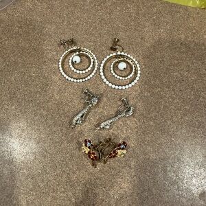 Vintage clip on lot of 3 earrings